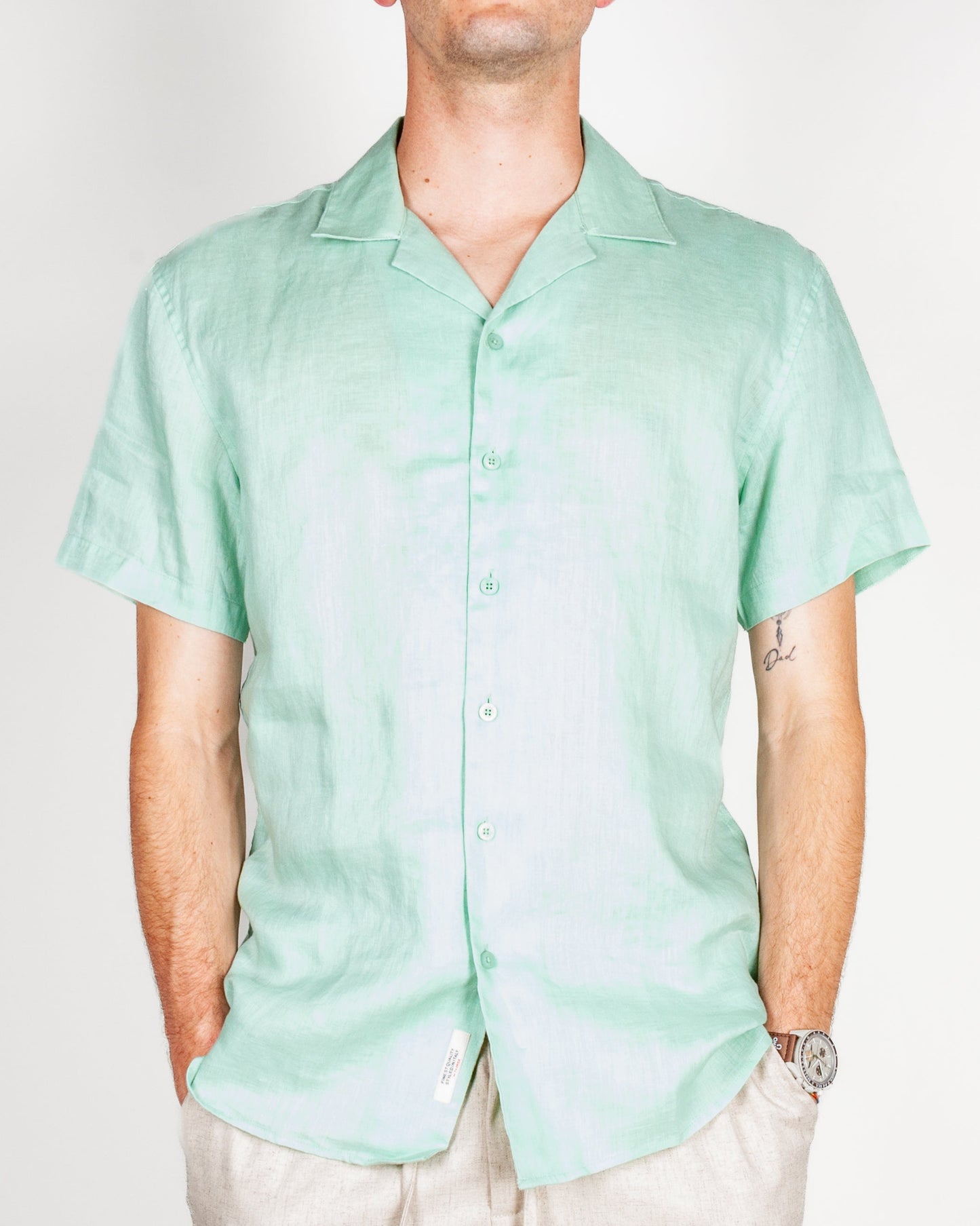 Camicia collo Bowling manica corta Puro Lino Gianni Lupo Art.GL7658S-S26