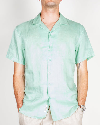 Camicia collo Bowling manica corta Puro Lino Gianni Lupo Art.GL7658S-S26