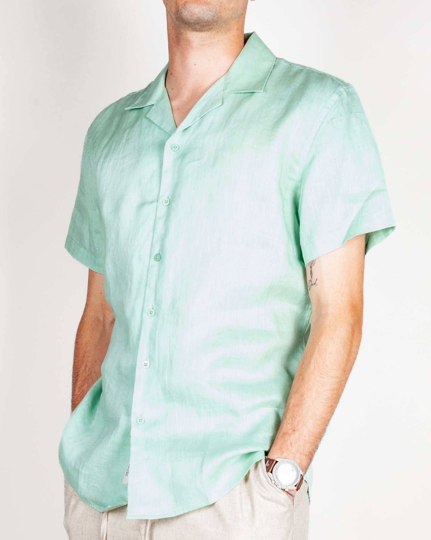 Camicia collo Bowling manica corta Puro Lino Gianni Lupo Art.GL7658S-S26