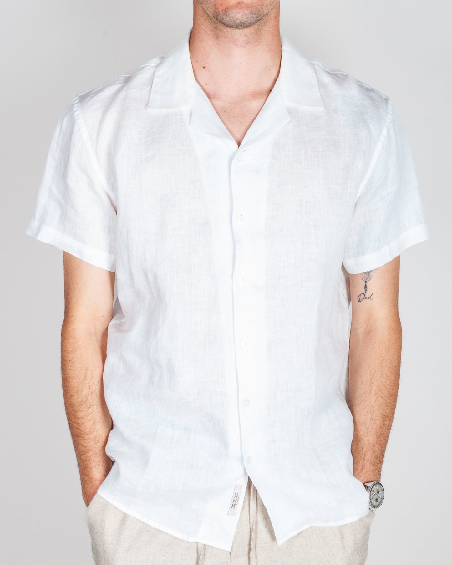 Camicia collo Bowling manica corta Puro Lino Gianni Lupo Art.GL7658S-S26
