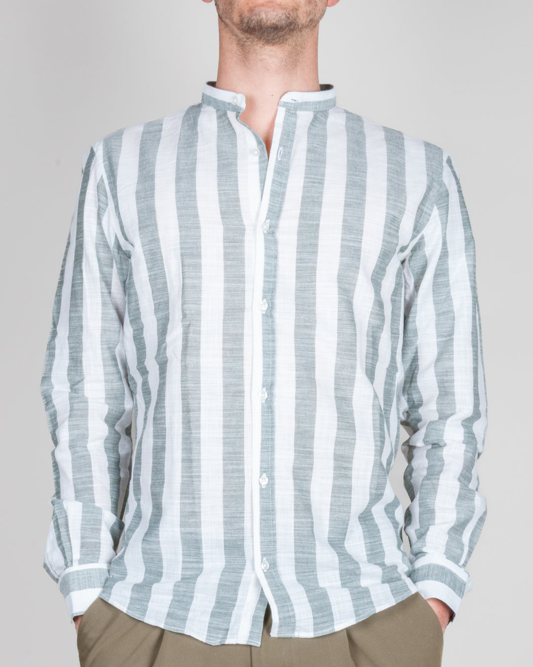 Camicia Misto lino collo coreana riga larga Over D Art. OC1S2S6C15