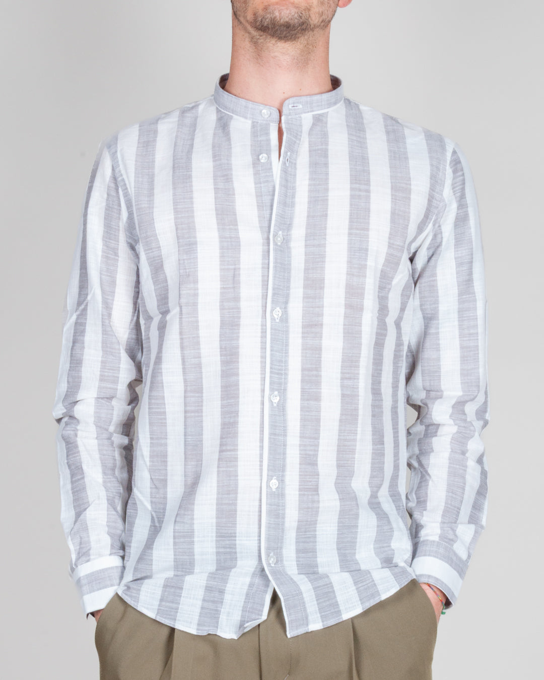 Camicia Misto lino collo coreana riga larga Over D Art. OC1S2S6C15