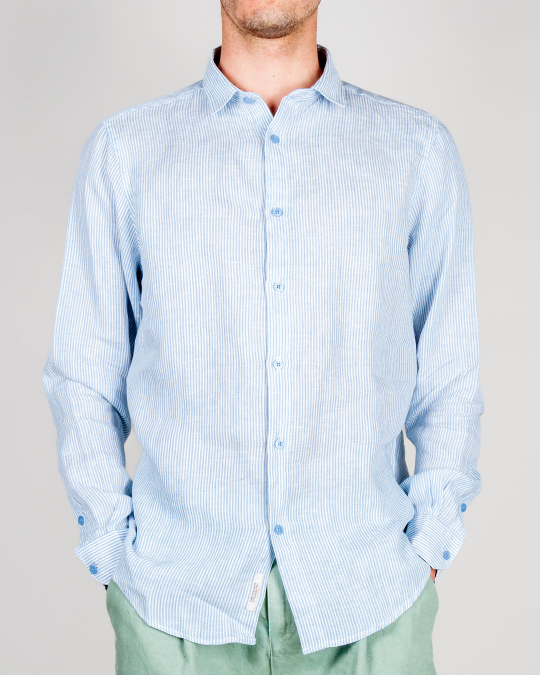 Camicia Misto Lino riga stretta Gianni Lupo Art. GL7828S