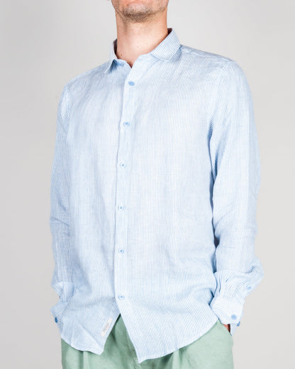 Camicia Misto Lino riga stretta Gianni Lupo Art. GL7828S