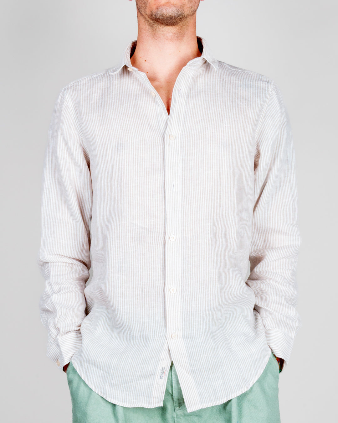 Camicia Misto Lino riga stretta Gianni Lupo Art. GL7828S
