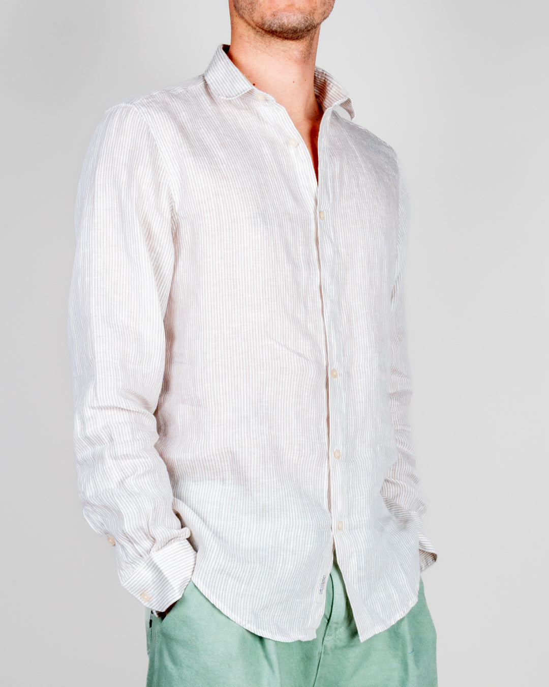 Camicia Misto Lino riga stretta Gianni Lupo Art. GL7828S