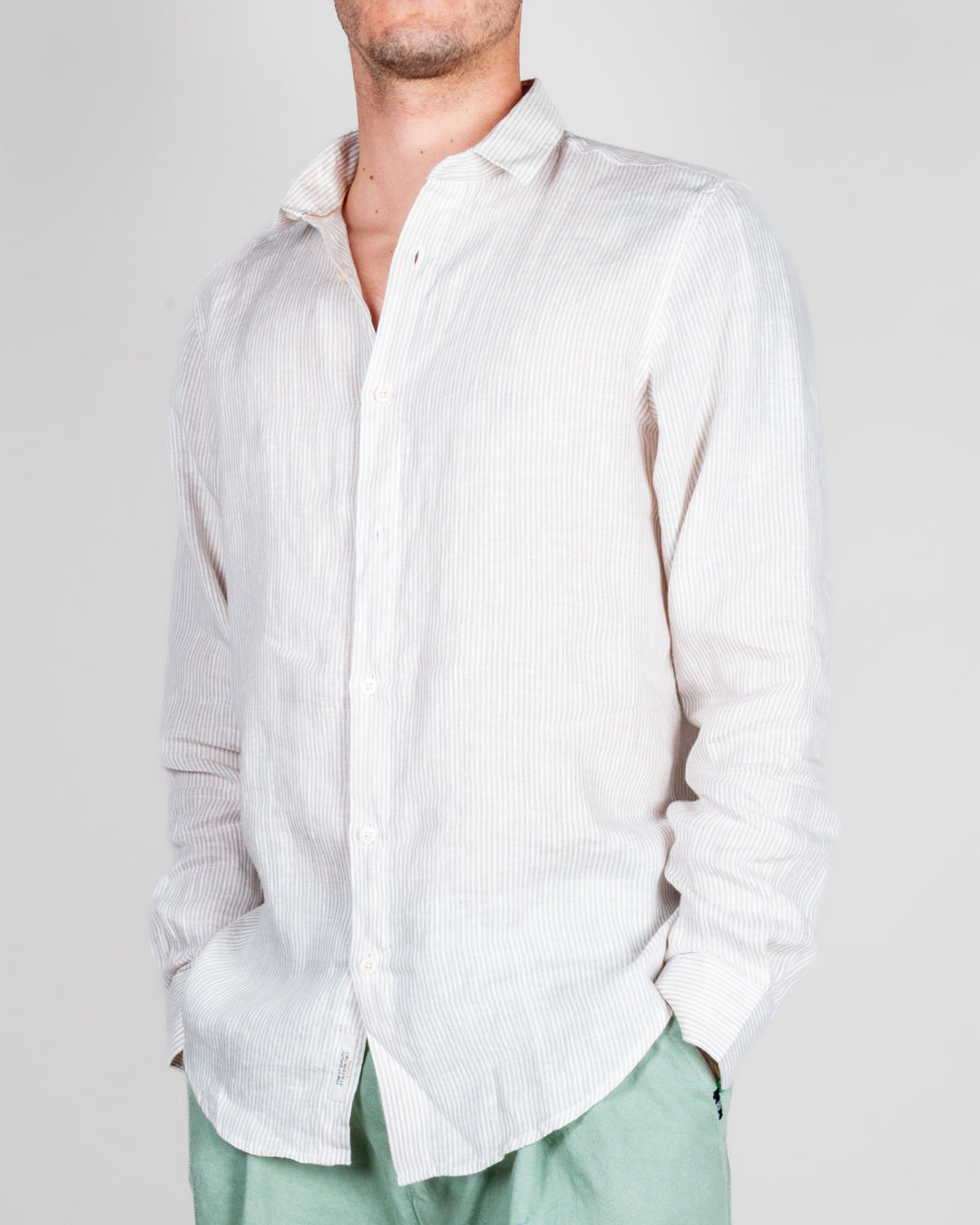 Camicia Misto Lino riga stretta Gianni Lupo Art. GL7828S