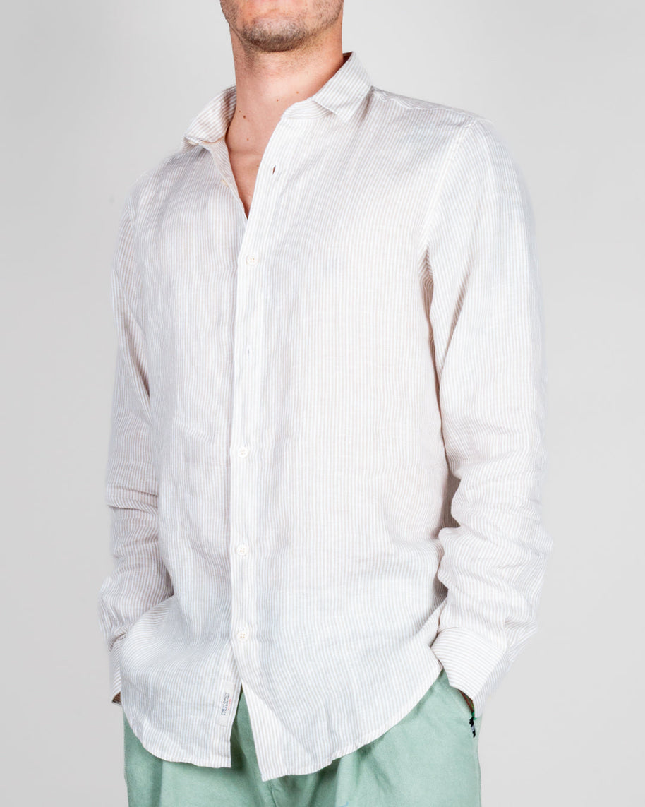 Camicia Misto Lino riga stretta Gianni Lupo Art. GL7828S